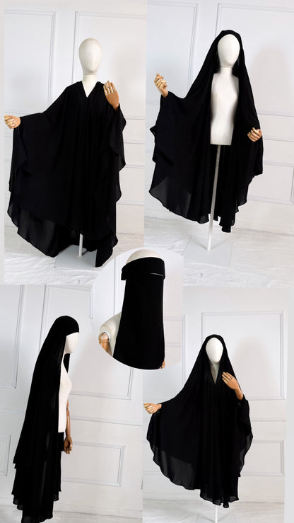 PIÈCE 3 EN 1 -CAPE &GILET + niqab casquette