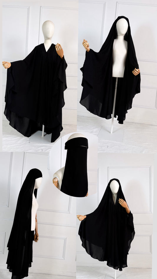 PIÈCE 3 EN 1 -CAPE &GILET + niqab casquette